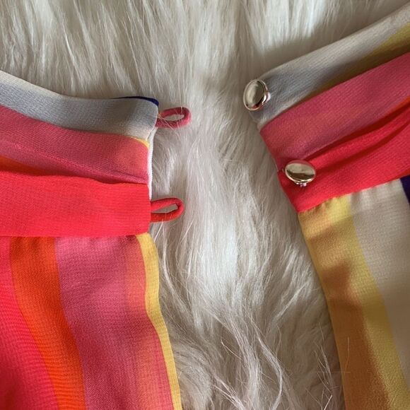JULIA JORDAN Bright Rainbow Wrap Front Stripe Midi Dress Size 12 - Picture 11 of 11